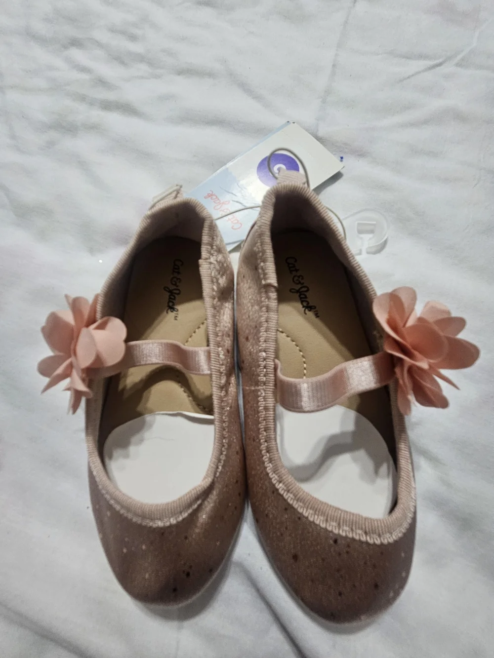 Cat & Jack Girls' Pink Flower Ballet Flats